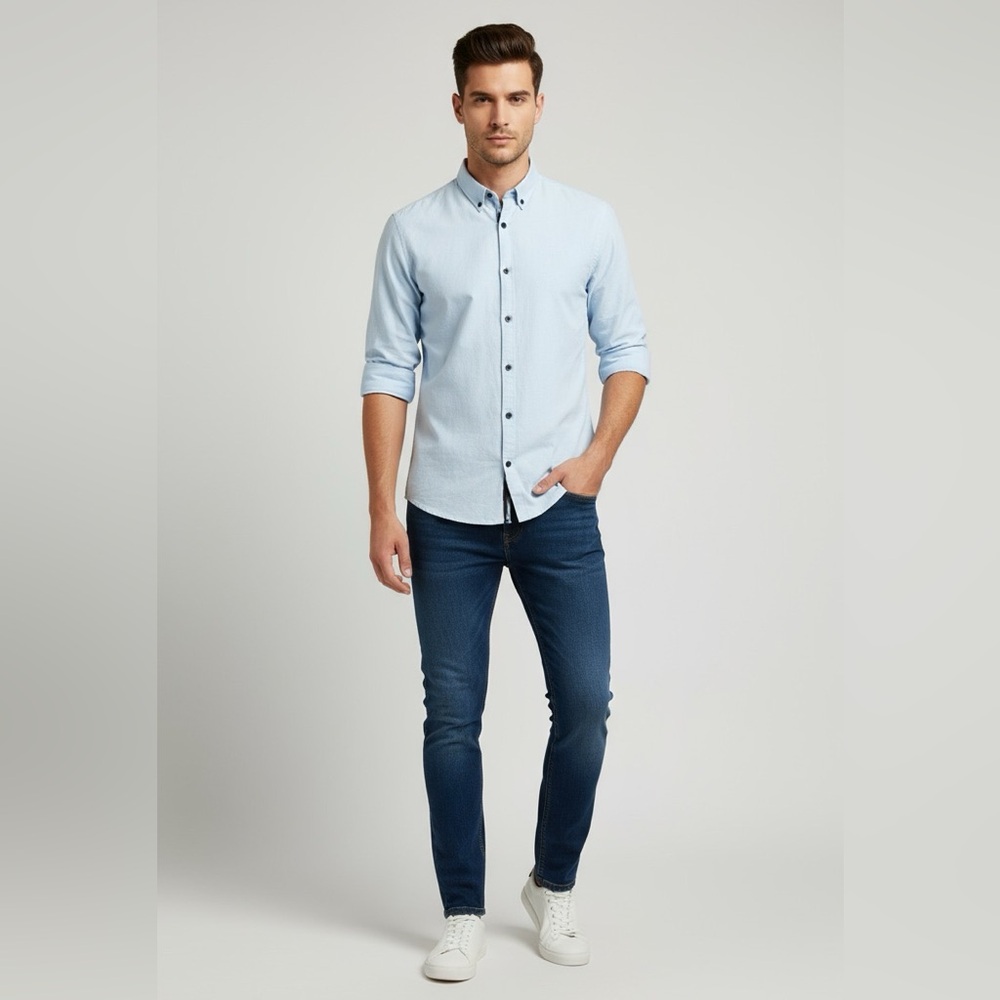 Marc Jacobs Mens Light Blue Oxford Cotton Button Down Shirt Slim Fit Medium